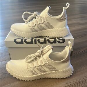 Adidas Cream and White Athletic Shoes with Knit Upper